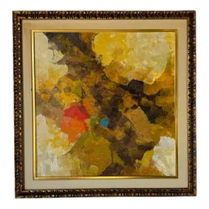 Crispin v. Lopez (1903 - 1985 - Harvest Scene ) Abstract Oil on Canvas Painting, Framed