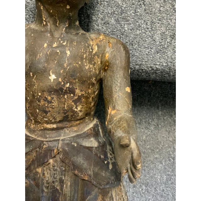 19th Century Antique Kneeling Wood Carved Santos Figure For Sale - Image 10 of 17