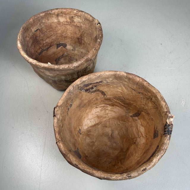 Antique Bamboo Baskets with Washi Paper, Japan, Set of 2 For Sale - Image 12 of 18