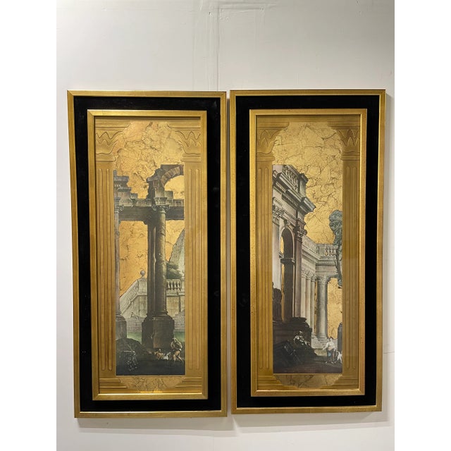 Gold Large Mid Century Hollywood Regency Andrew Kolb Gilt Framed Roman Column Prints For Sale - Image 8 of 11