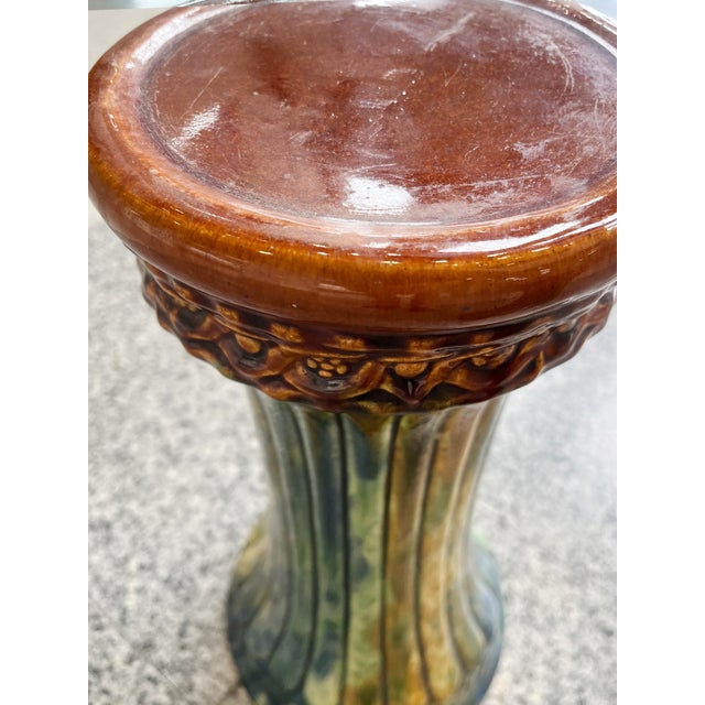 Green Vintage Majolica Ceramic Planters - A Pair For Sale - Image 8 of 13