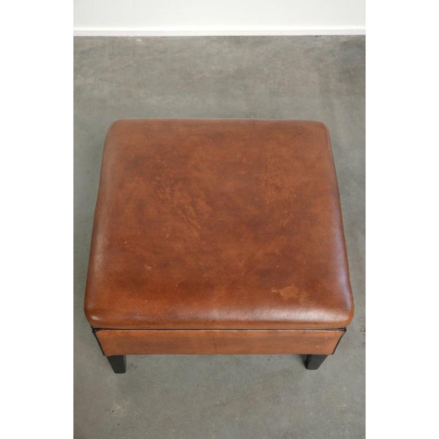 Ottoman in Sheepskin Leather For Sale - Image 6 of 11