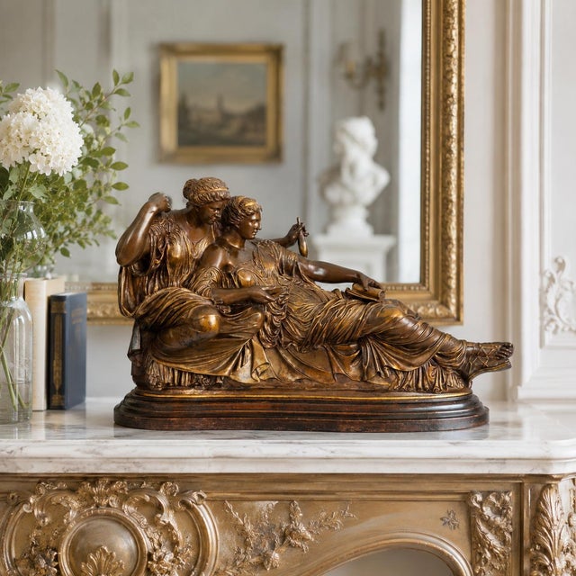 French French Grand Tour Bronze Sculpture “Two Fates” After Jean-Baptiste Clesinger For Sale - Image 3 of 18