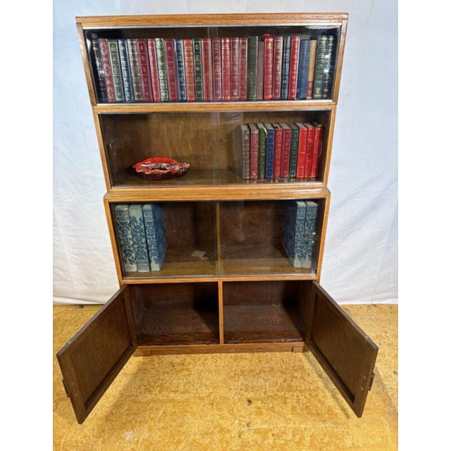 Vintage Minty of Oxford Sectional Stacking Bookcase in Oak, 1960s For Sale - Image 4 of 11