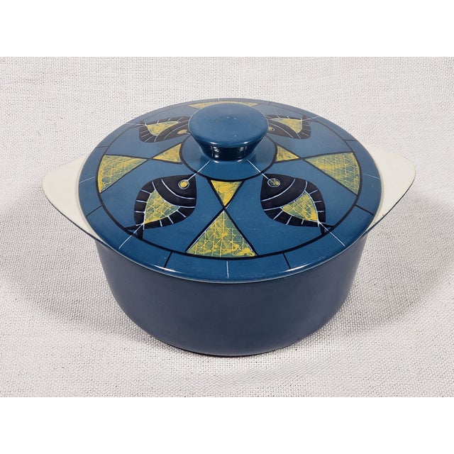 Mid-Century Modern Vintage Original Mid-Century Modern Jie Gantofta Swedish Sauce Pan W/Anita Nylund Fish Pattern Lid For Sale - Image 3 of 10