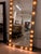 Brass Restoration Hardware Illuminated Leaner Mirror in Aged Brass For Sale - Image 8 of 12