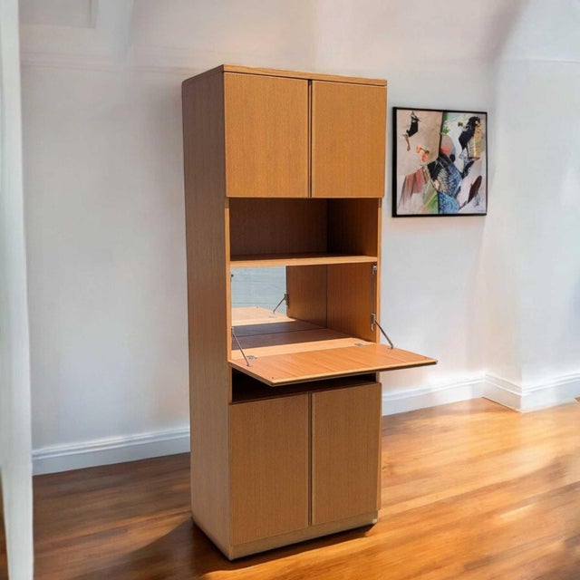 1980s Tall Bar Cabinet With Drop-Front Mirror, 1980s, Bauhaus Designs Canada For Sale - Image 5 of 18