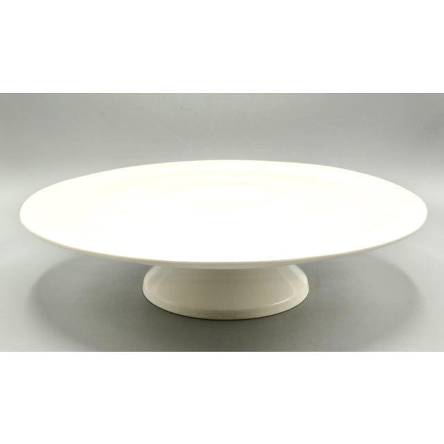 Antique French White Ironstone Cake Stand on Pedestal, Modernist For Sale - Image 4 of 8
