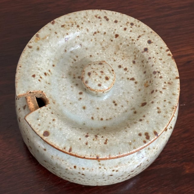 Beige Vintage Studio Pottery Salt Cellar / Sugar Bowl For Sale - Image 8 of 12