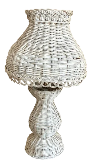 Vintage White Wicker Table Lamp