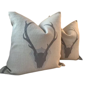 Contemporary Uncle Buck Ivory Antler Pillows - a Pair