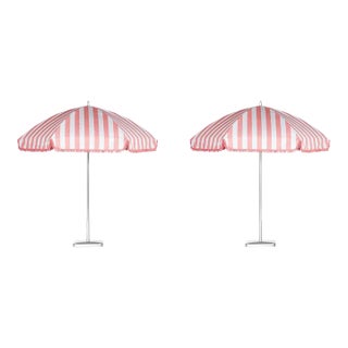 Monte Carlo Pink 9' Patio Umbrella, Pink & White, Set of 2 For Sale