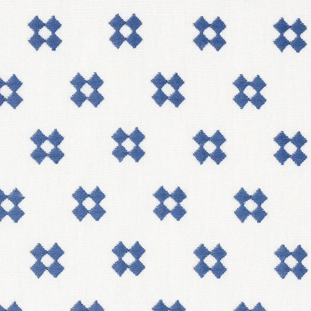 Traditional Schumacher Thandie Embroidery in Blue on Ivory For Sale - Image 3 of 3