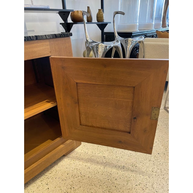 French Oak Buffet W/ Geometric Details and Marble Top For Sale - Image 15 of 18