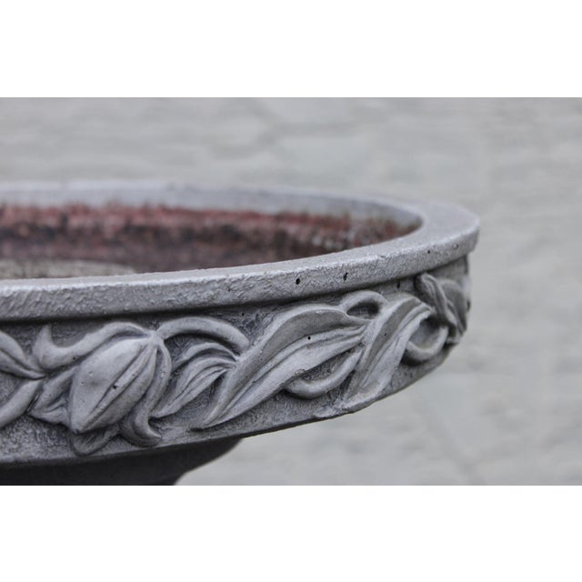 Cast Stone Floral Bird Bath For Sale - Image 11 of 15