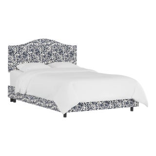 Kenmore Bed in Blue Voysey Vine, California King For Sale