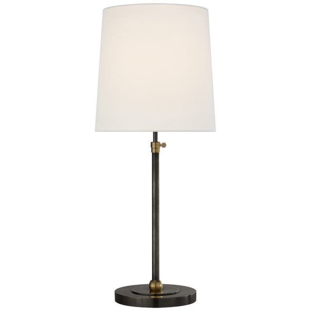 Modern Thomas O'Brien by Visual Comfort Signature Bryant Large Table Lamp in Bronze and Hand-Rubbed Antique Brass with Linen Shade For Sale - Image 3 of 3
