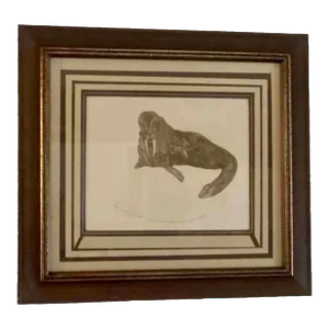 1980’s Original Walrus Litho With Raised Embossed Paper, Pencil Signed #5/40, Framed