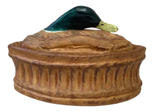 Antique French Trompe l'Oeil Porcelain Mallard Duck Pâté Tureen Pillivuyt Mehun