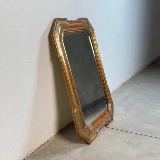 Baroque Large Giltwood Tray Mirror with Engraved and Eglomisé Decoration, Italy, 1890s For Sale - Image 3 of 17