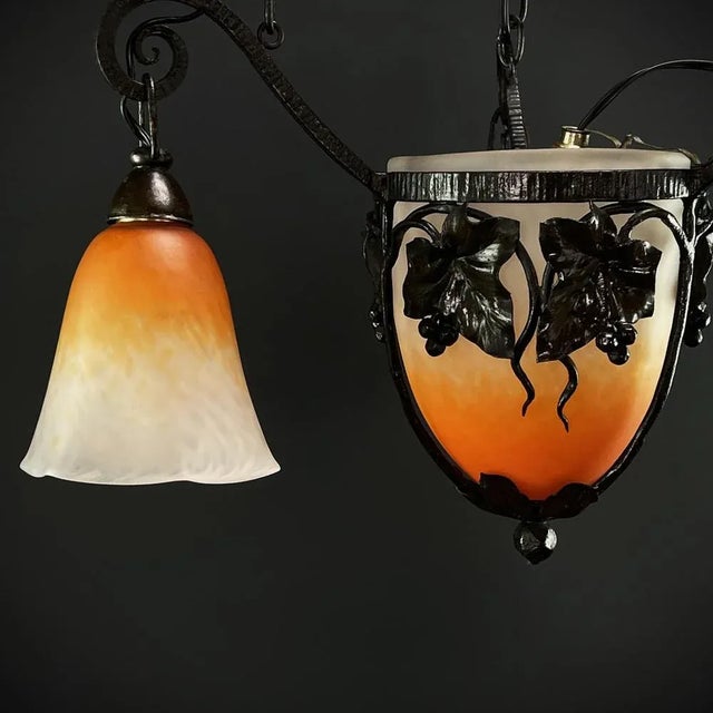 Art Deco Pate De Verre Ceiling Lamp attributed to Schneider, 1930s For Sale - Image 10 of 12