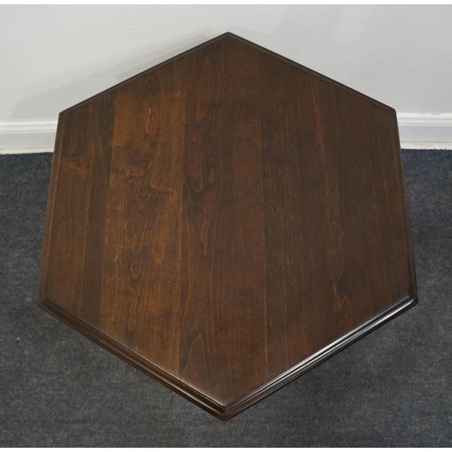 Brown Ethan Allen Georgian Court Solid Cherry Traditional Style 25" Hexagonal Accent Storage End Table 11-8075 For Sale - Image 8 of 11