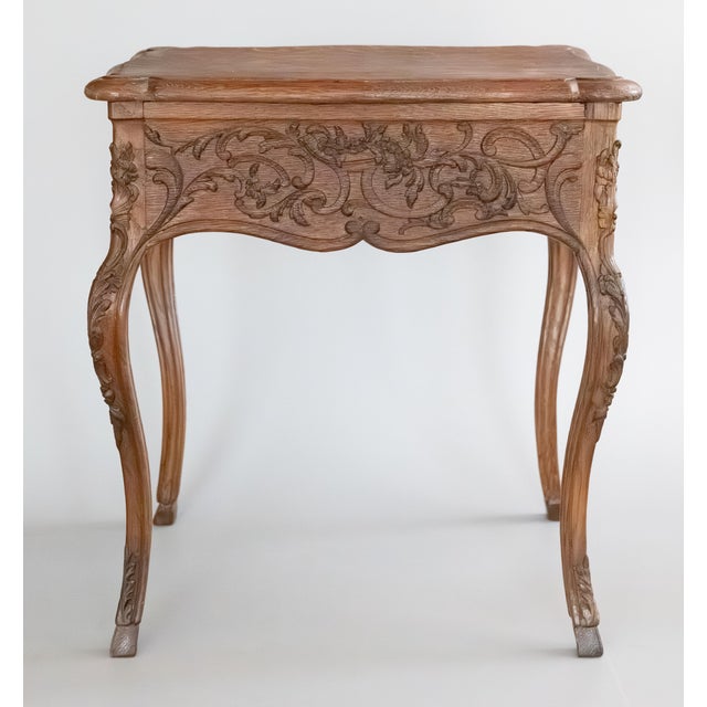 Late 19th Century 19th Century French Carved Oak Side Table With Drawer For Sale - Image 5 of 12