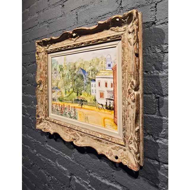 Johannes Schiefer -1950s Naive Street Scene at Spring -Oil Painting For Sale - Image 10 of 13