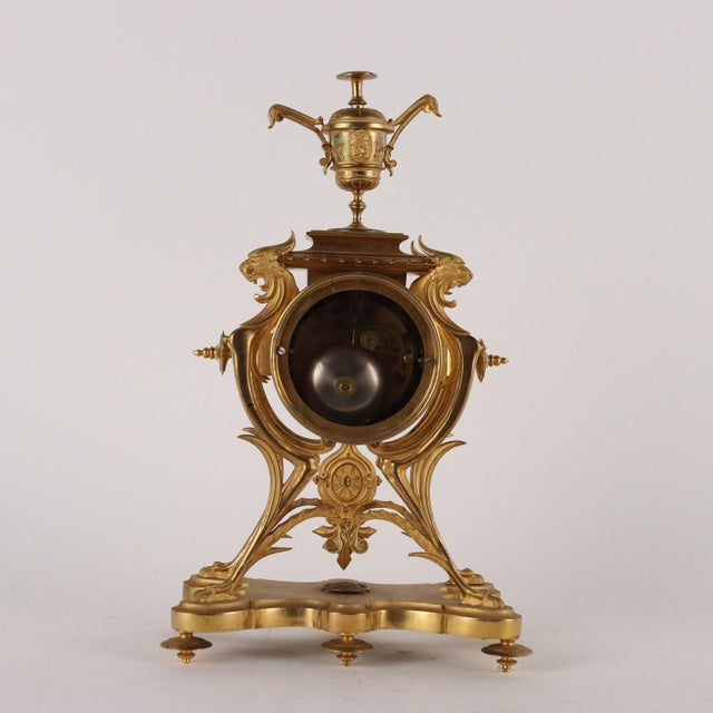 Golden Bronze Support Clock For Sale - Image 11 of 16