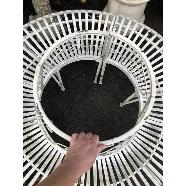 Circular White Steel Tree Bench Garden Seat For Sale - Image 4 of 12