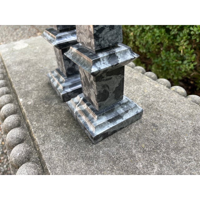 Stone Pair of Vintage Italian Marble Obelisks For Sale - Image 7 of 10