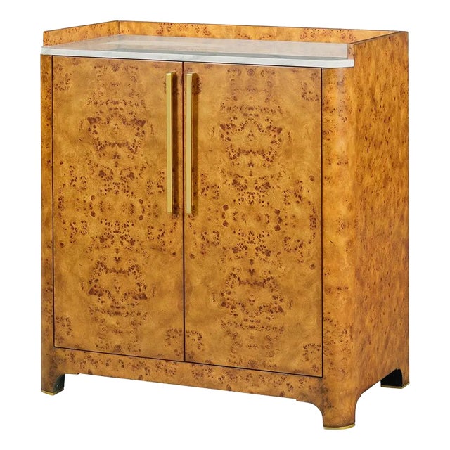 Contemporary Art Deco Burl Wood Bar Cabinet For Sale
