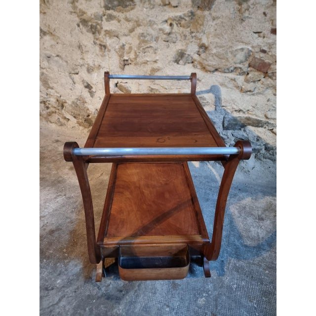 Mid-Century Modern Mid-Century French Walnut Serving Trolley with Casters, 1950s For Sale - Image 3 of 14