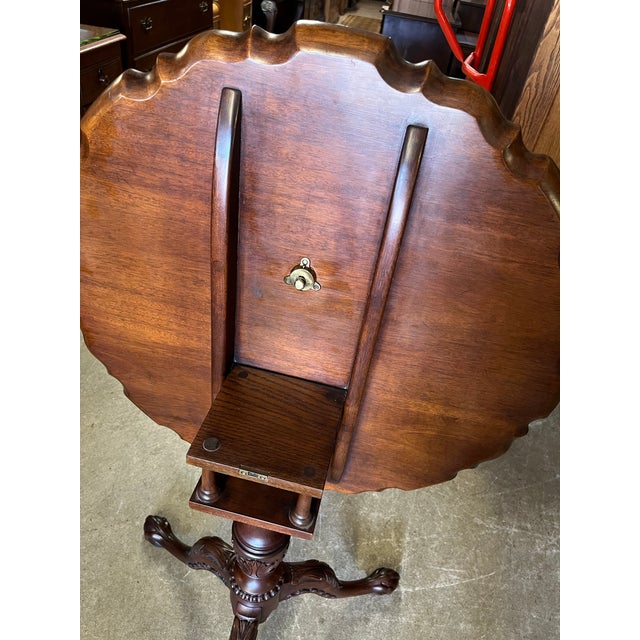 Brown Henkel Harris Piecrust Tilt Top Table For Sale - Image 8 of 11