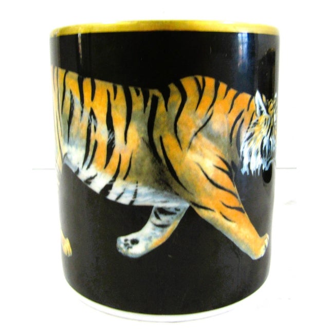 1980s Halcyon Days Magnificent Wildlife Two Tiger and Two Twin Leopard Mugs - Set of Four For Sale In Miami - Image 6 of 18