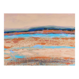 Signed 1980s “Route South” Abstract Acrylic Landscape by Harry Hilson
