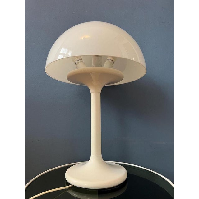 Vintage Space Age White Mushroom Table Lamp from Dijkstra For Sale - Image 6 of 11