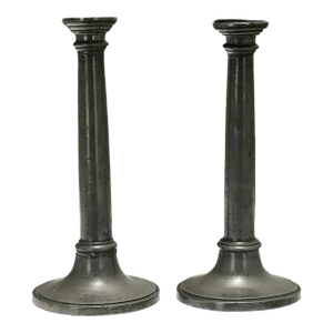 French 19th Century Pewter Candlesticks - A Pair