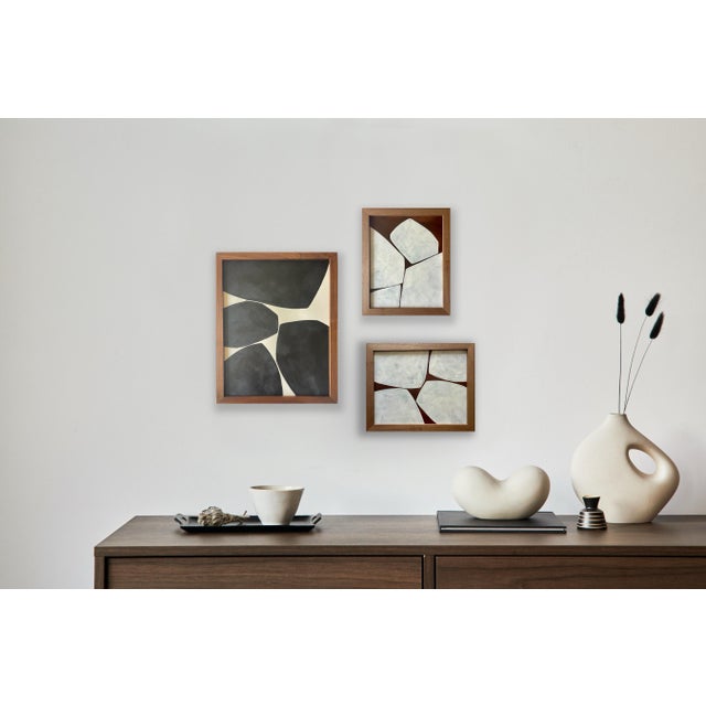 Original minimalist abstract painting on French hand crafted cotton paper. Framed in a solid Walnut wood locally crafted...