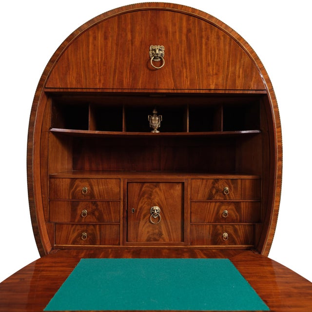 Wood Amsterdam Lyre Secretary in Mahogany on Oak, 1870s For Sale - Image 7 of 14