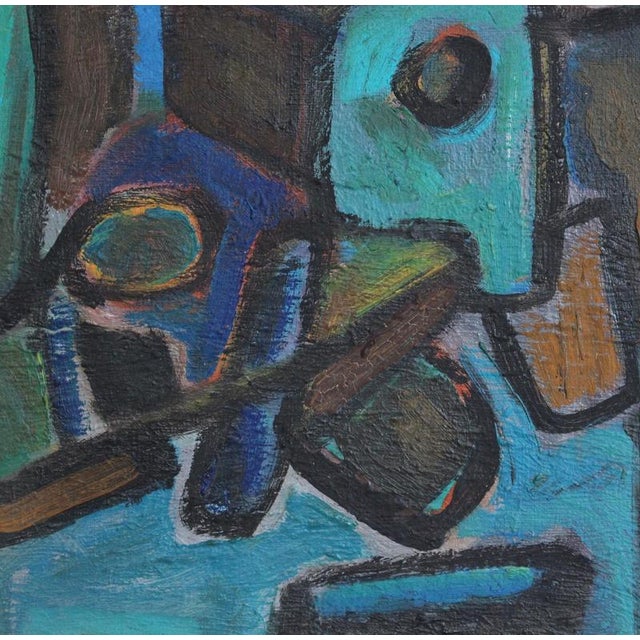 Pierre-Yves Beltran, Abstract Composition, 1980s, Oil Painting on Board, Framed For Sale - Image 9 of 15