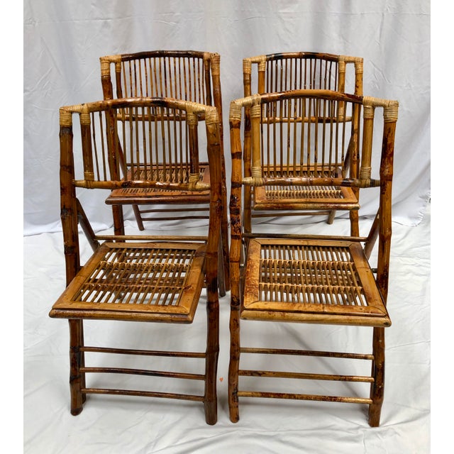 1940s Vintage Scorched Tortoiseshell Bamboo Table With ...