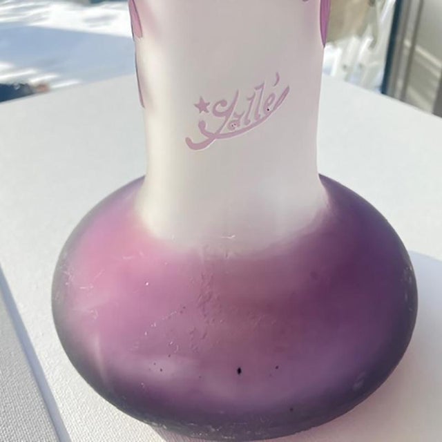 Antique Cut Glass Vase with Enamel Decoration by Émile Gallé, 1890s For Sale - Image 9 of 15