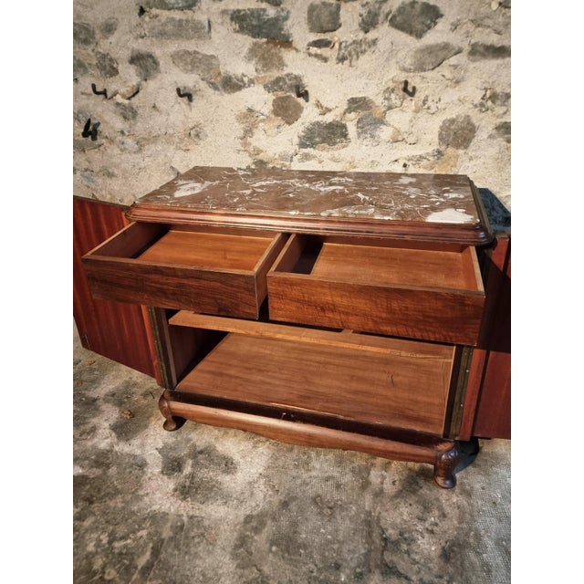 Wood Art Deco French Walnut and Mahogany Sideboard with Marble Top, 1920s For Sale - Image 7 of 18