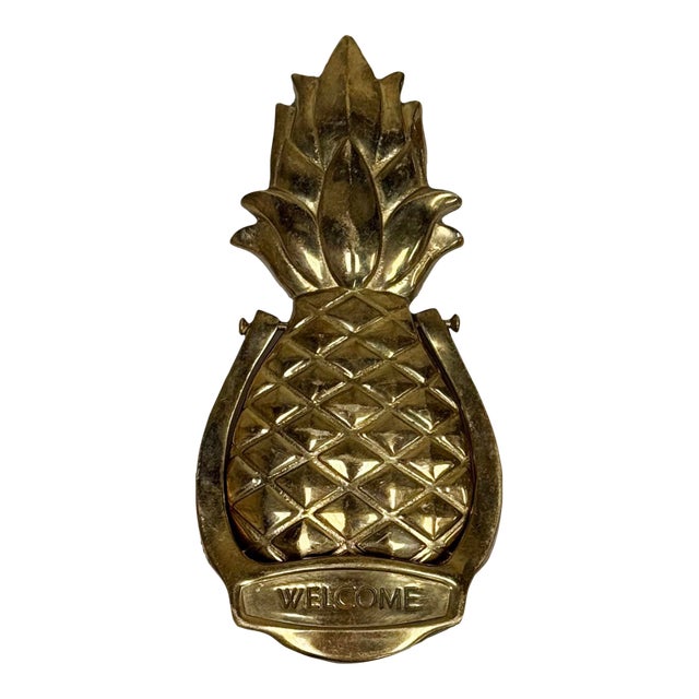 Vintage Brass Pineapple Motif Door Knocker For Sale