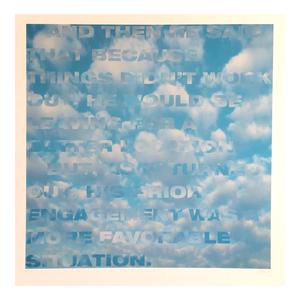 Fred Fehlau, Large Sky Blue Color Iris Print Text Based Conceptual Muse X LA Artist 1 of 2 A, 1991