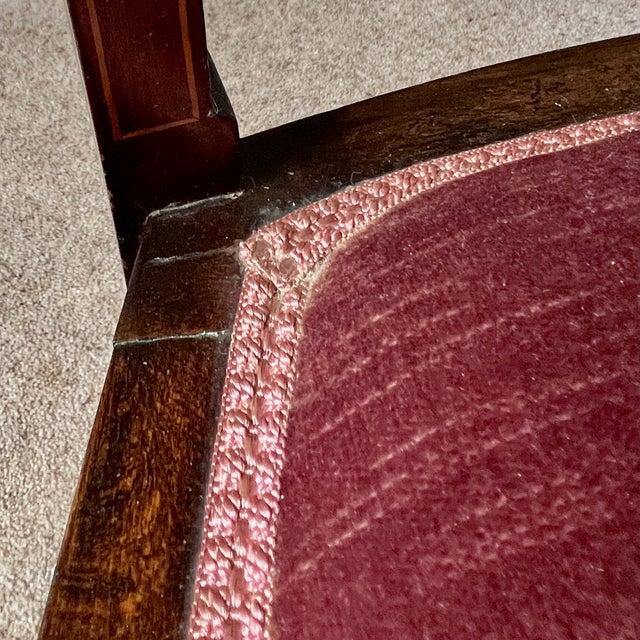 Antique English Edwardian Mahogany Desk Armchair in Velvet, 1890s For Sale - Image 14 of 17