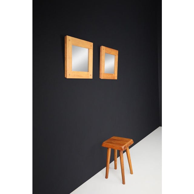 Mid-Century Modern Mirrors in Elm by Pierre Chapo, France, 1970s, Set of 2 For Sale - Image 10 of 18