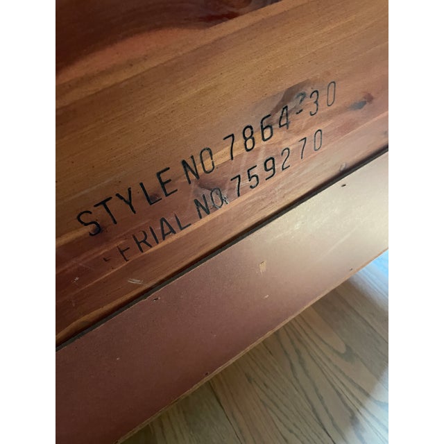 Mid-Century Modern light walnut tall cedar hope chest dresser by Lane. Very clean, original condition, digital metal leg...