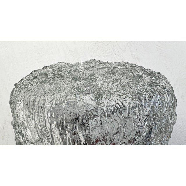 Metal Textured Ice Glass Flush Mount Ceiling Lamp from Kaiser Leuchten, 1960s For Sale - Image 7 of 14
